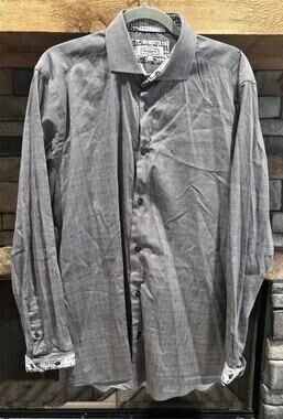 Men’s 7 Downie St. Couture Plaid Long Sleeve Button Up Shirt Sz 5 Flip Cuffs *C1